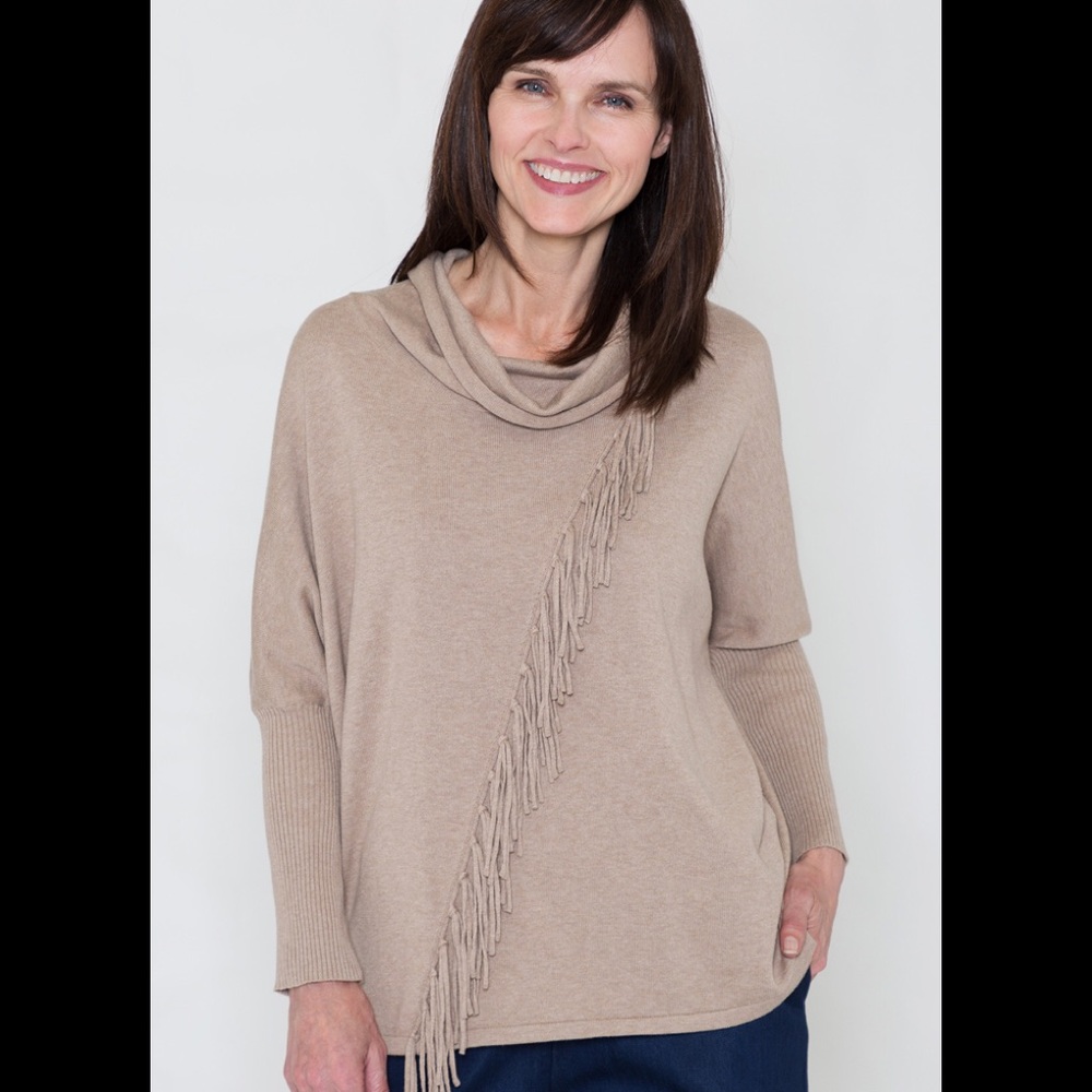 MARBLE BeigeFauxWrapFrontDolmanSleeve SweaterLarge